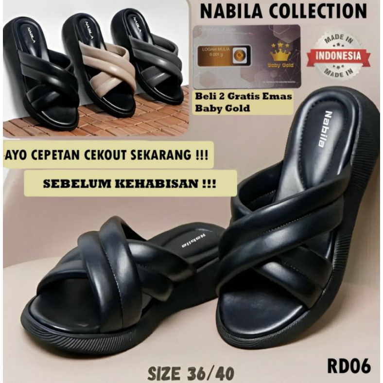 Nabila_collaction promo beli 2 gratis emas !!! sandal kekinian  sandal empuk RD06