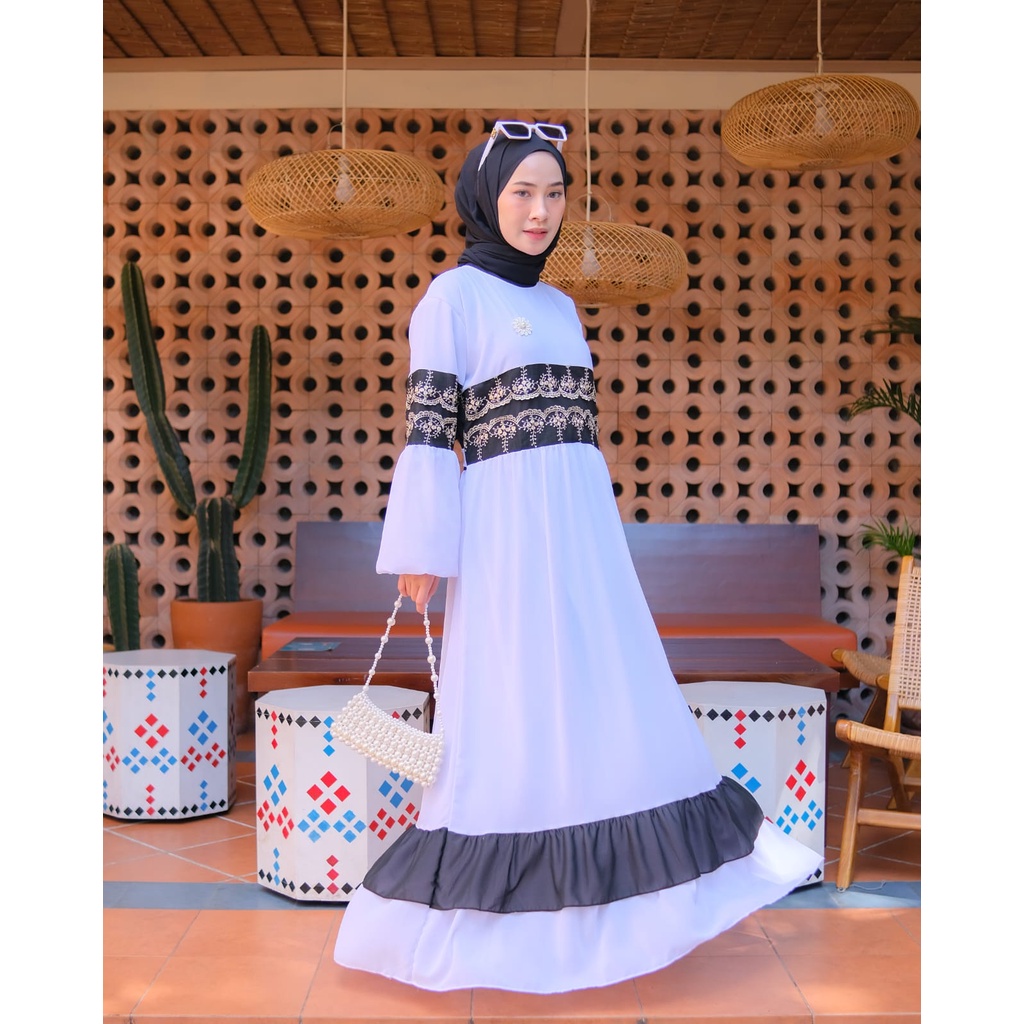 KIRANIA MAXI DRESS CERUTY - LONG DRESS RENDA ELEGANT - BAJU LEBARAN WANITA DRESS