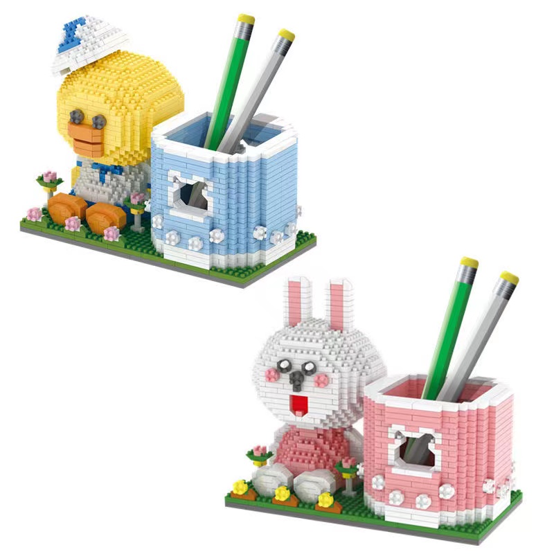 Kompatibel Dengan Lego Mini Berlian Partikel Kecil Pen Holder Bentuk Rakitan Sisipan Kenny Rabbit