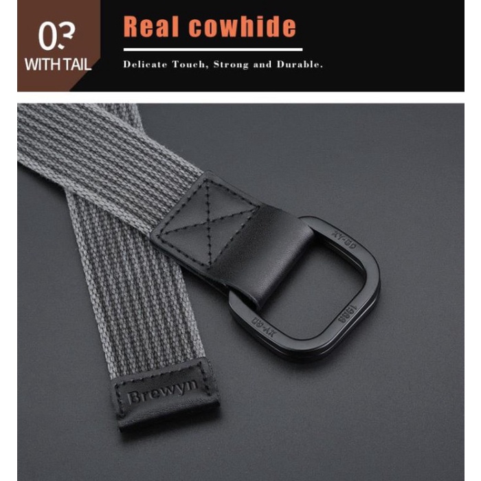 IKAT-PINGGANG-PRIA- BREWYN DOUBLE METAL BUCKLE CANVAS BELT/IKAT PINGGANG PRIA - JABBER - ABU -ABU