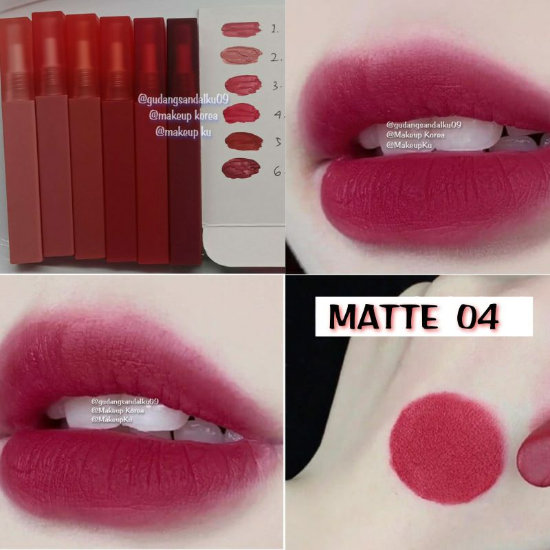 LIPSTIK WATERPROOF Matte Lipgloss Liquid Lip Tint Lipstik 6 Warna Tahan Air Tahan Lama