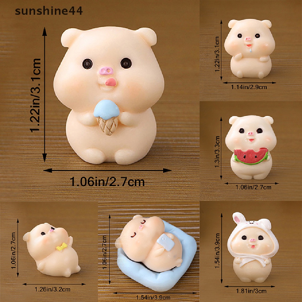 Sunshine 1Pc Kartun Babi Mikro Lanskap Resin Kerajinan Diy Aksesoris Berkebun Rumah.