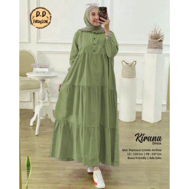 KIRANA GAMIS WANITA MATERIAL CRINGKLE AIRFLOW BAHAN ADEM TERBARU BY DnD