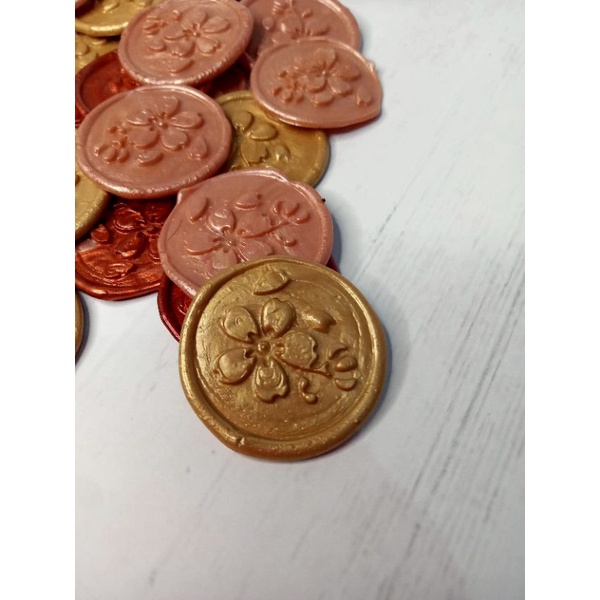 

6 pcs seal wax coin sticker instant, segel lilin instan bunga sakura