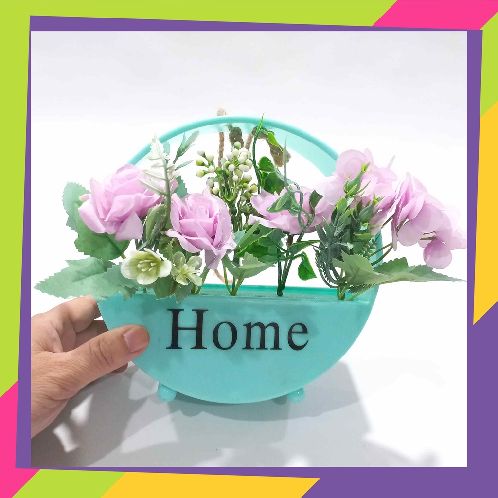 1850 / Pot bunga plastik home + bunga hias artificial / Vas bunga plastik + bunga hias dekorasi