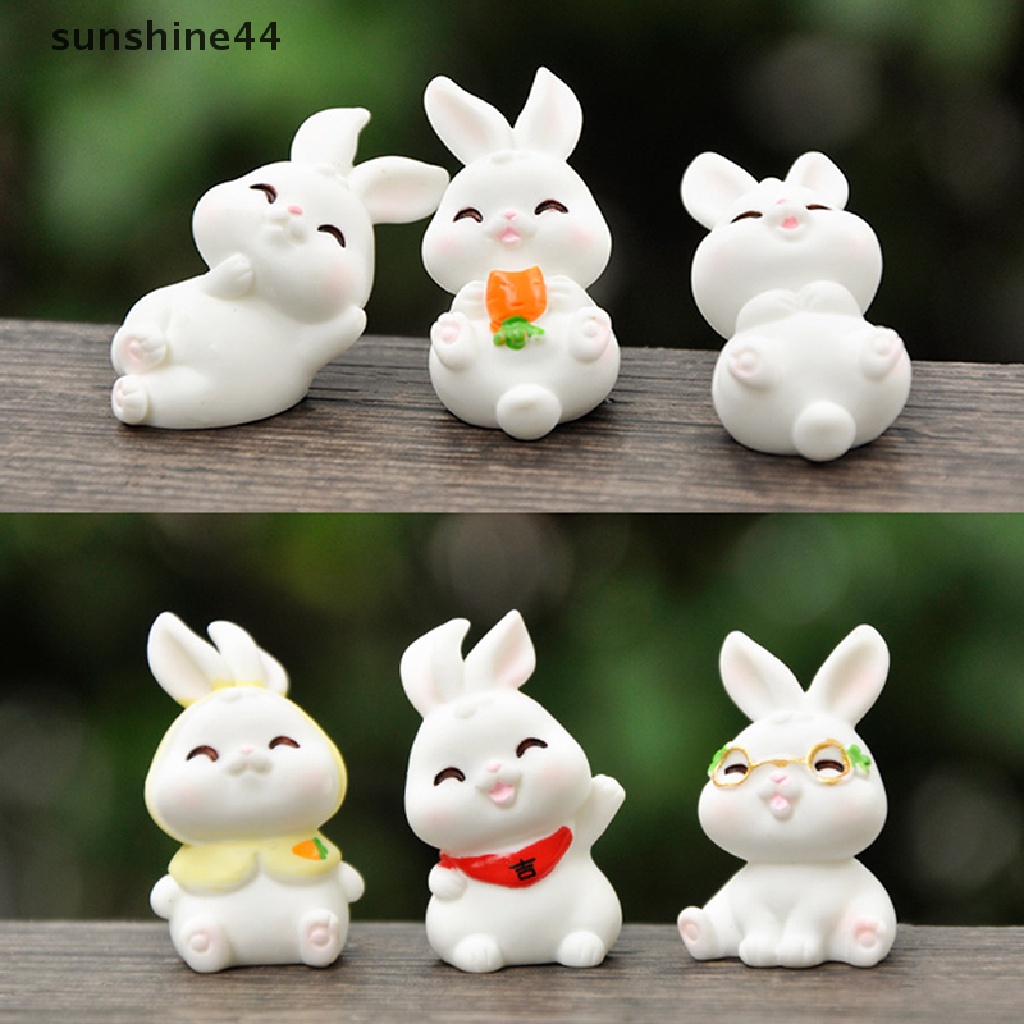 Sunshine Kartun Get Rich Rabbit Micro Landscape Resin Kerajinan Ornamen Berkebun DIY.