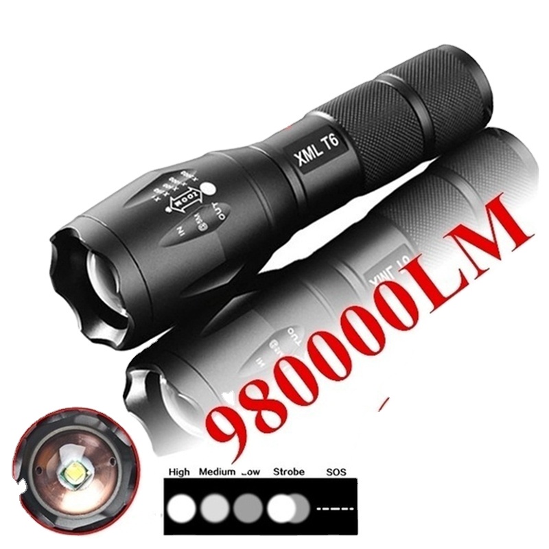 Senter LED ZOOM Super Terang Jarak Jauh 2km ORI Senter LED Cas Ulang Senter LED Waterproof Recharge