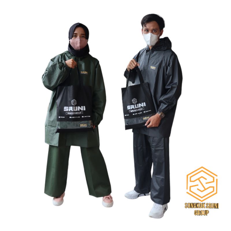 JAS HUJAN SETELAN SRUNI ORIGINAL PRIA WANITA BAHAN PVC 0.25 TEBAL ELASTIS MANTEL HUJAN MANTOL HUJAN BUKAN BATMAN KELELAWAR PONCO AZZLLU ASV BATOK AXIO GNA MASELA EXTRIME
