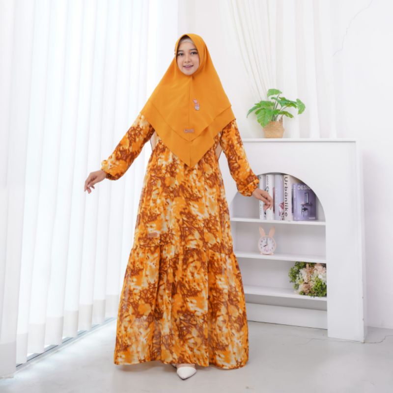 Gamis Syar'i Ceruty Babydoll One Set Khimar (Tie Dye)