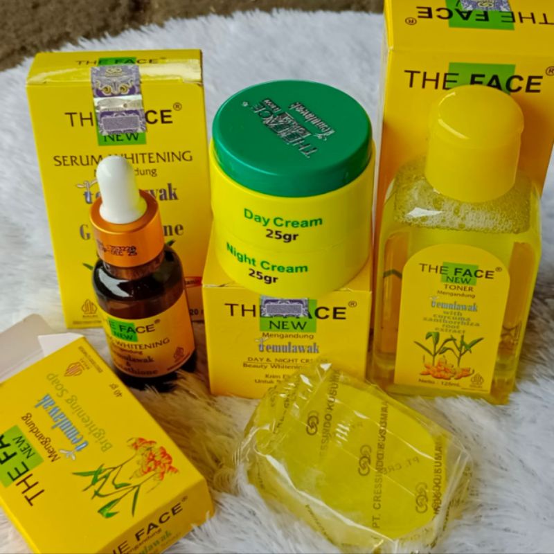 TEMULAWAK THE FACE 5IN1 LENGKAP / THE FACE TEMULAWAK RESMI BPOM PAKET GLOWING WHITENING / CREAM TEMU
