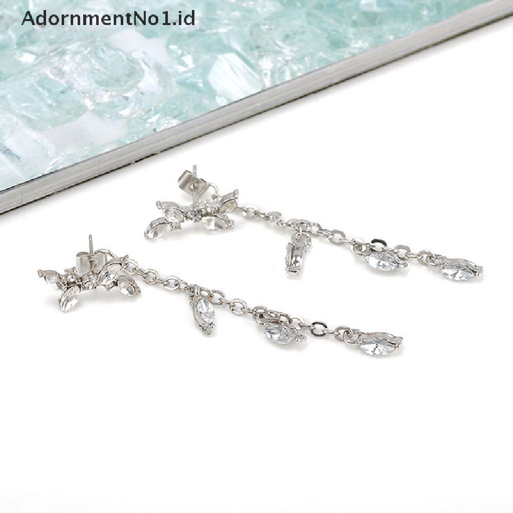 [AdornmentNo1] Fashion Wanita Panjang Gaya Korea Rumbai Daun Telinga Stud Drop Menjuntai Kait Anting [ID]