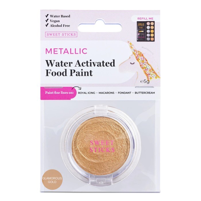 

Charcoal Glamorous Gold Metallic Water Activated Food Paint Refill Sweet Sticks