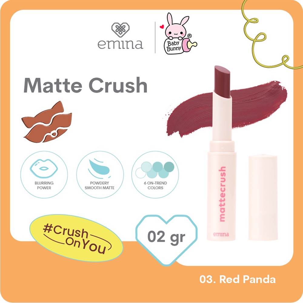 ❤ BELIA ❤ Emina Mattecrush 2 gr - Lip Cream Ringan, Powdery Smooth Matte Finish, Blurring Power | BPOM