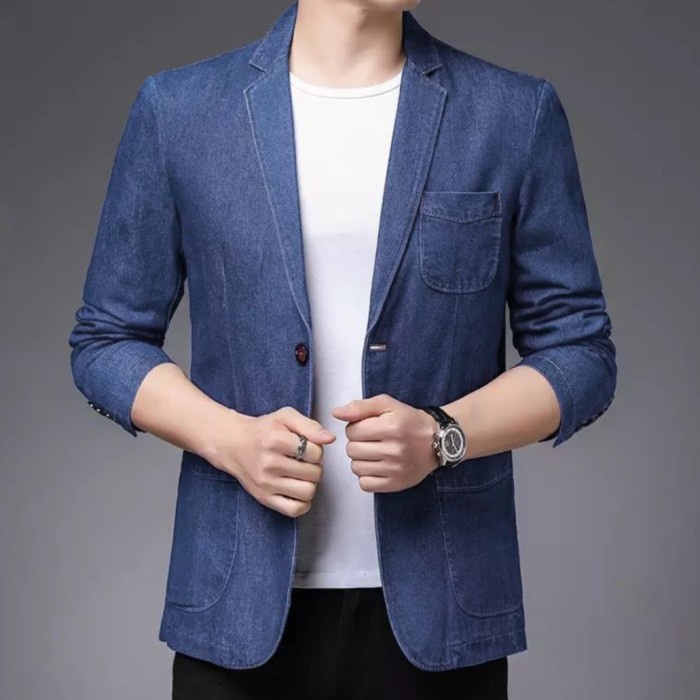 Blazer Blazer Pria Laki Denim Jeans Outer Polos Casual Santai Slim Fit Model