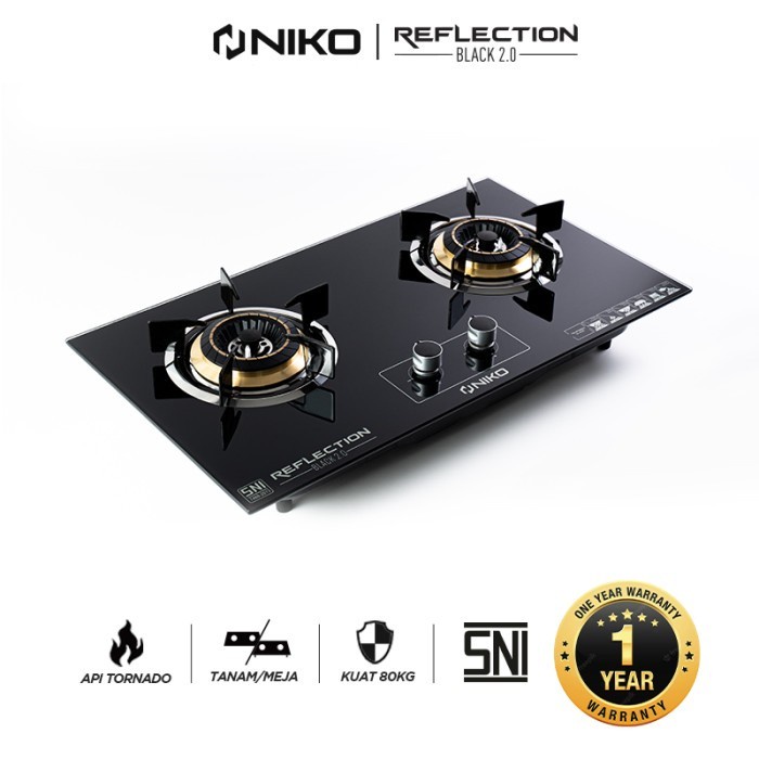 NIKO KOMPOR TANAM REFLECTION 2 TUNGKU BLACK (TANPA PENGAMAN PIN)