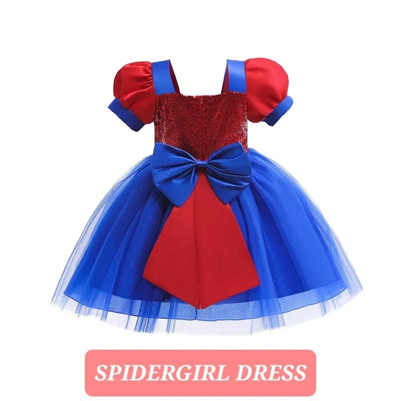 BAJUKIDDIE SPIDERGIRL DRESS KOSTUM COSPLAY ANAK CEWEK SUPERHERO IMPORT DRES ULANG TAHUN