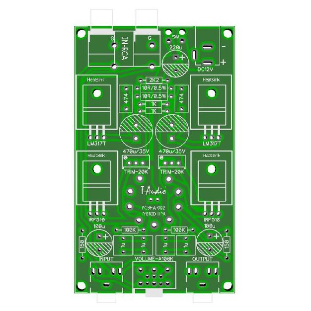T-Audio PCBHA-002 Hybrid Tube 12AU7 IRF510 Audio Headphone Amplifier AMP CMOY DIY