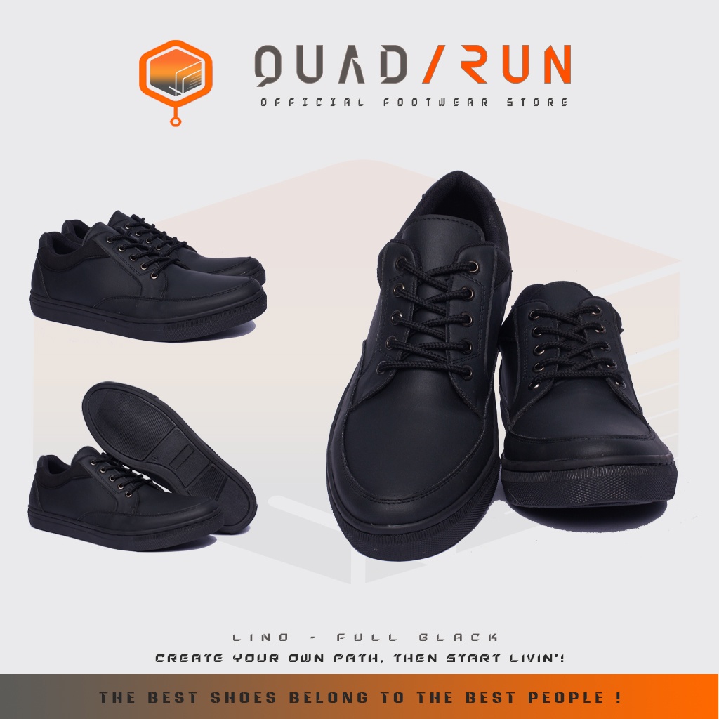 Sepatu Kets Pria Full Hitam Quadrun Footwear Lino Sepatu Pria Terbaru Kekinian