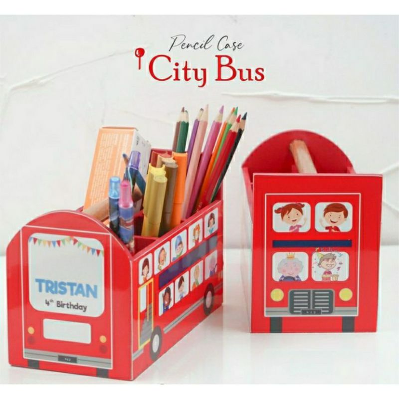 

PENCIL CASE BUS CUSTOM NAMA MOTIF Tempat Pensil Kayu Anak Lucu WOODEN GIFT SOUVENIR ULTAH