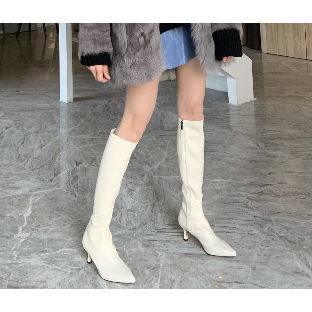 ✅PINKEY P126 Sepatu Long Boots Flat Korea Kulit Hak Tinggi Terbaru/Terlaris