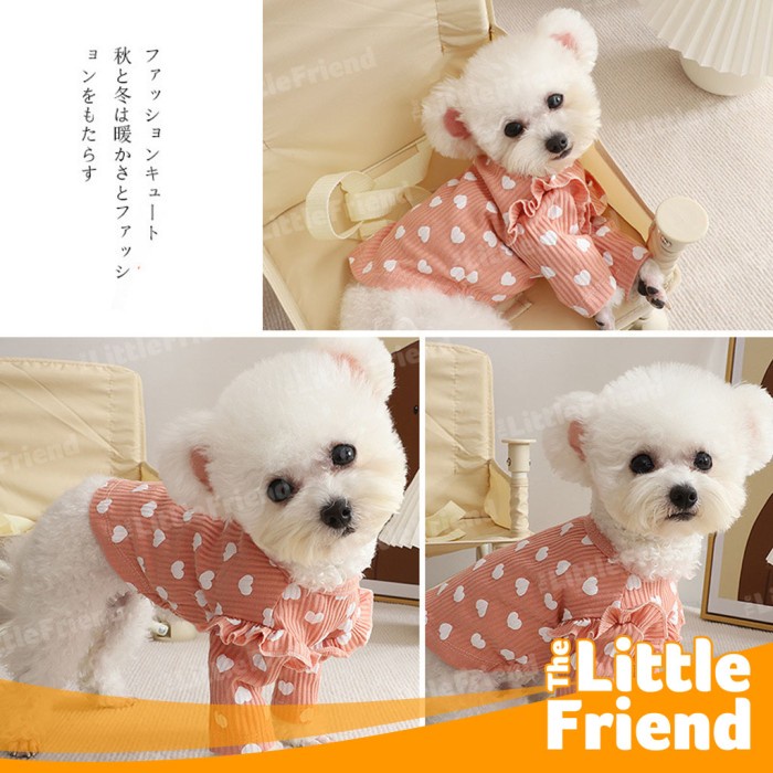 Baju Blouse Anjing Kucing Kecil Betina STRIPED LOVE FLYING SLEEVE LACE