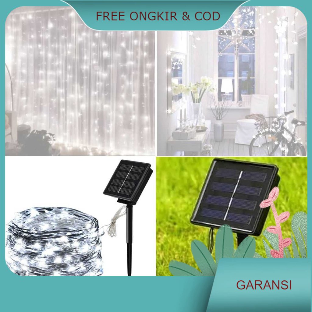 Promo Lampu Hias Tumblr Dekorasi with Solar Panel 300 LED 32 Meter - OKLED12