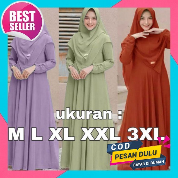 Gamis Syar'I Ld150Cm Jumbo Khimar Set / Daily Bergo Set By Marvelous Gamis Syari Set Khimar Baju Mus