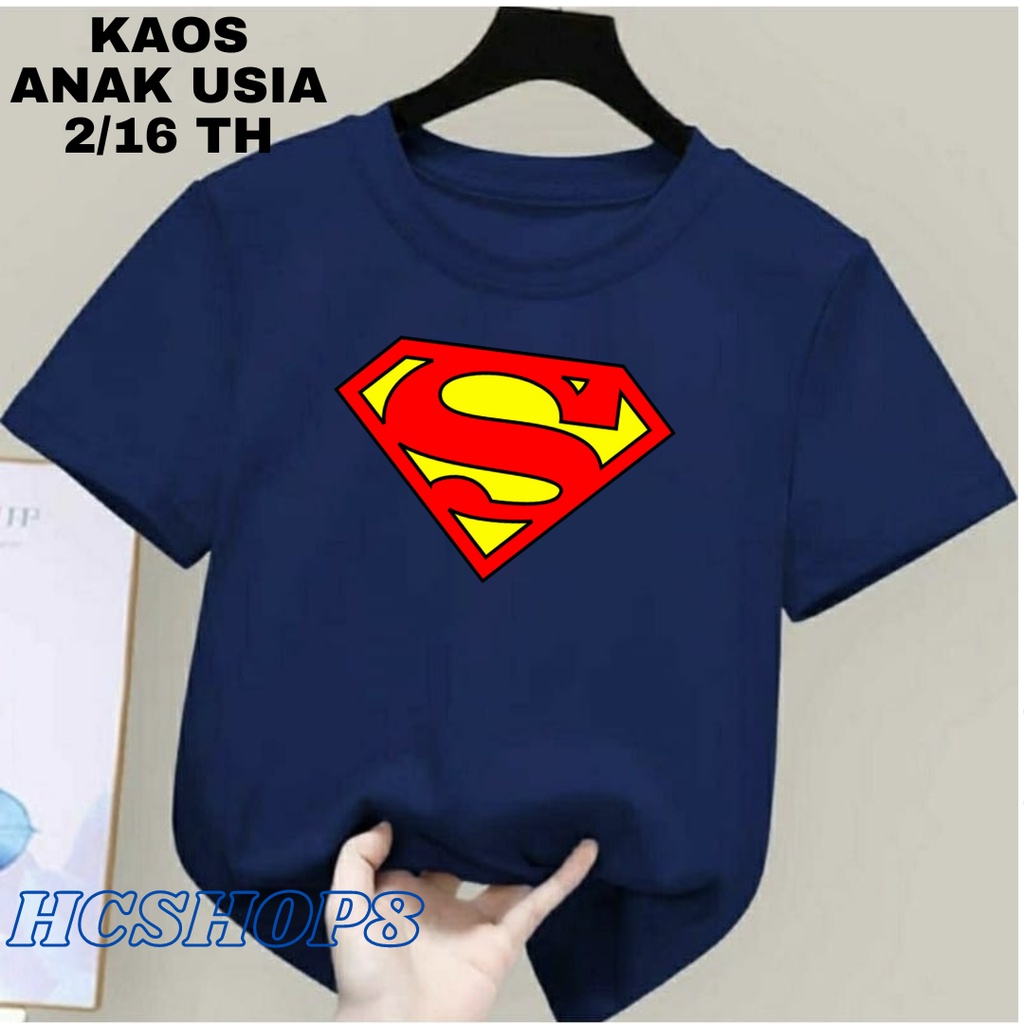 Kaos Anak Gambar Superman Laki Laki Perempuan Usia 2-16th Unisex Cowok Cewek