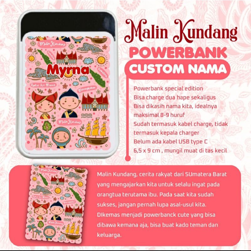 Powerbank CUSTOM NAMA Charger 20000mah Hampers