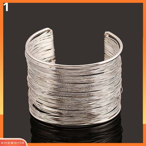 {oneworld} Fashion Wanita Multilayer Metal Wires Strings Open Bangle Lebar Manset Gelang