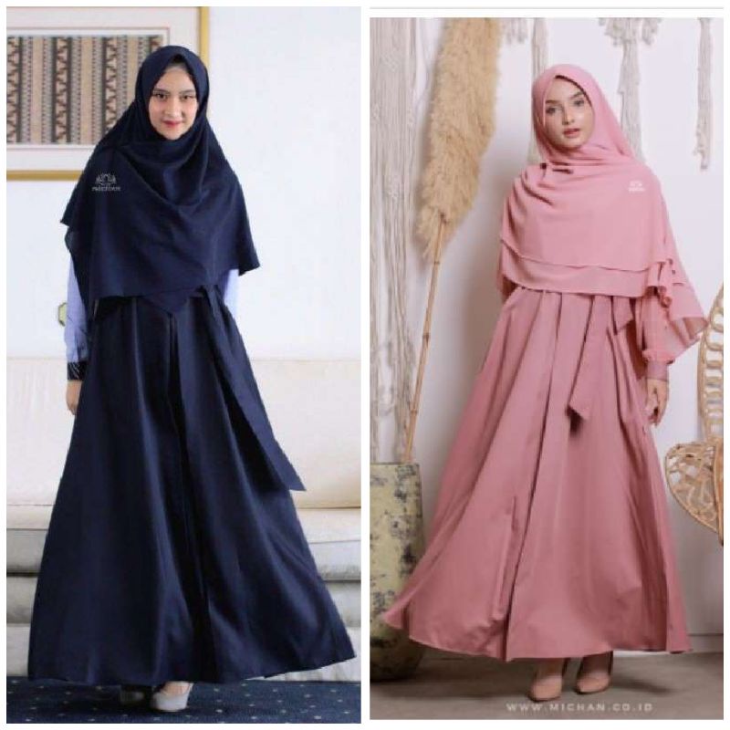 Gamis Dhira michan Gamis dewasa bahan katun toyobo baju gamis katun gamis warna navy baju gamis moti