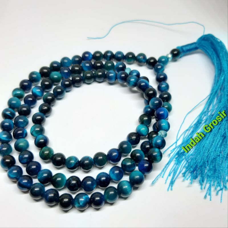 TASBIH TIGER EYE BLUE 6MM 99BUTIR ORIGINAL