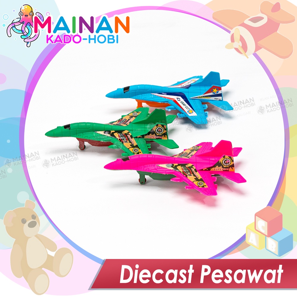 KADO KOLEKSI MAINAN ANAK LAKI MINIATUR DIECAST PESAWAT JET ARMY TEMPUR