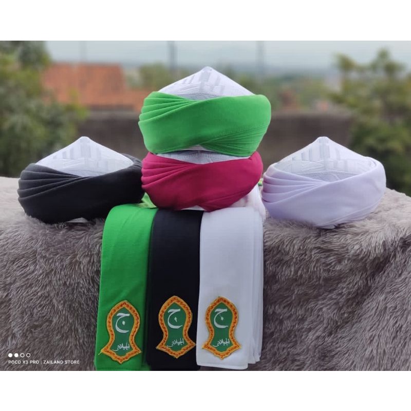 Peci imamah permanen langsung pakai polos dan motif terompah nabi dewasa dan anak terlaris murah (CO