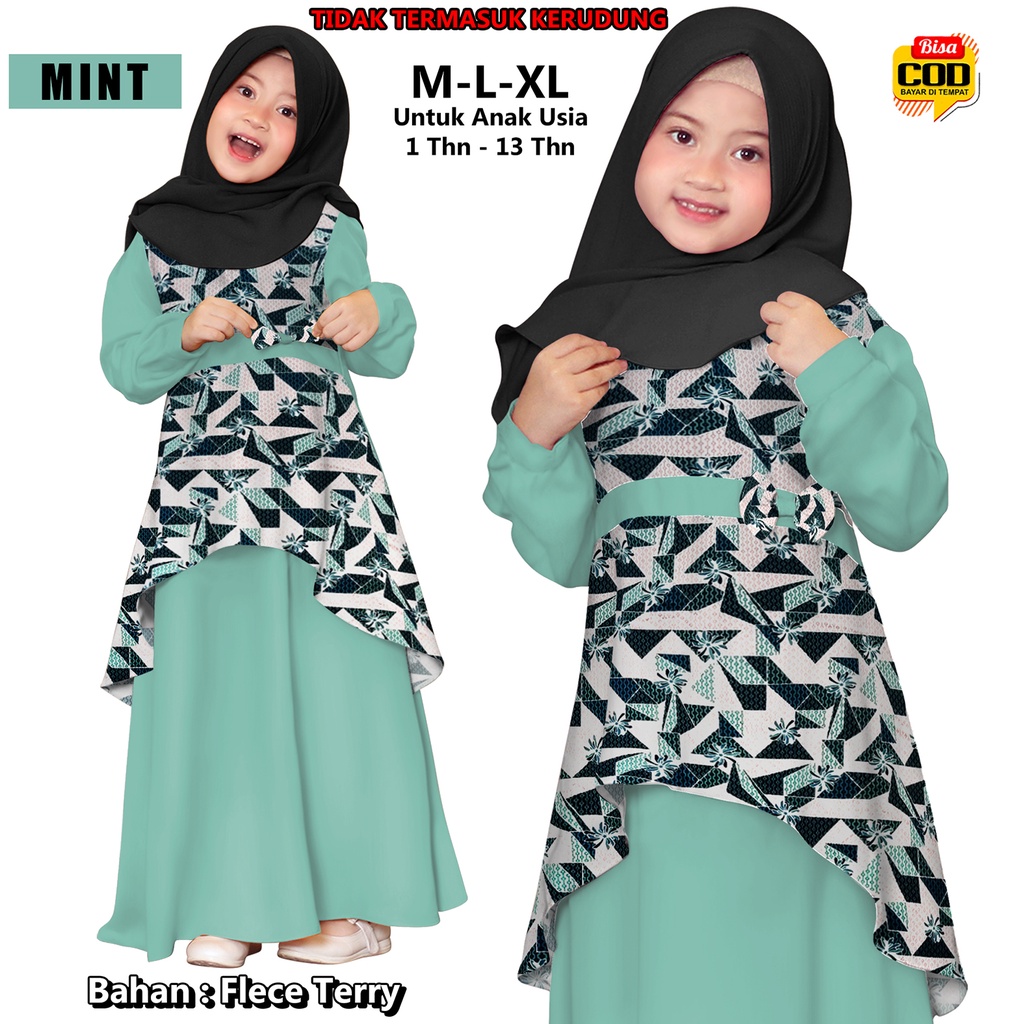 BISA COD &amp; GRATIS ONGKIR Gamis Anak Pita ALIZA TOP MODEL 00028 baju muslim Fleece Terry Ngaji Santai Islami Gamis Syar'i Lebaran Terkini Kekinian Perempuan Wnita Terlalis Bunga