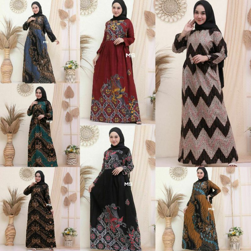 GAMIS BATIK WANITA MODERN COCOK BUAT ACARA RESMI/NON RESMI  UKURAN STANDAR JUMBO