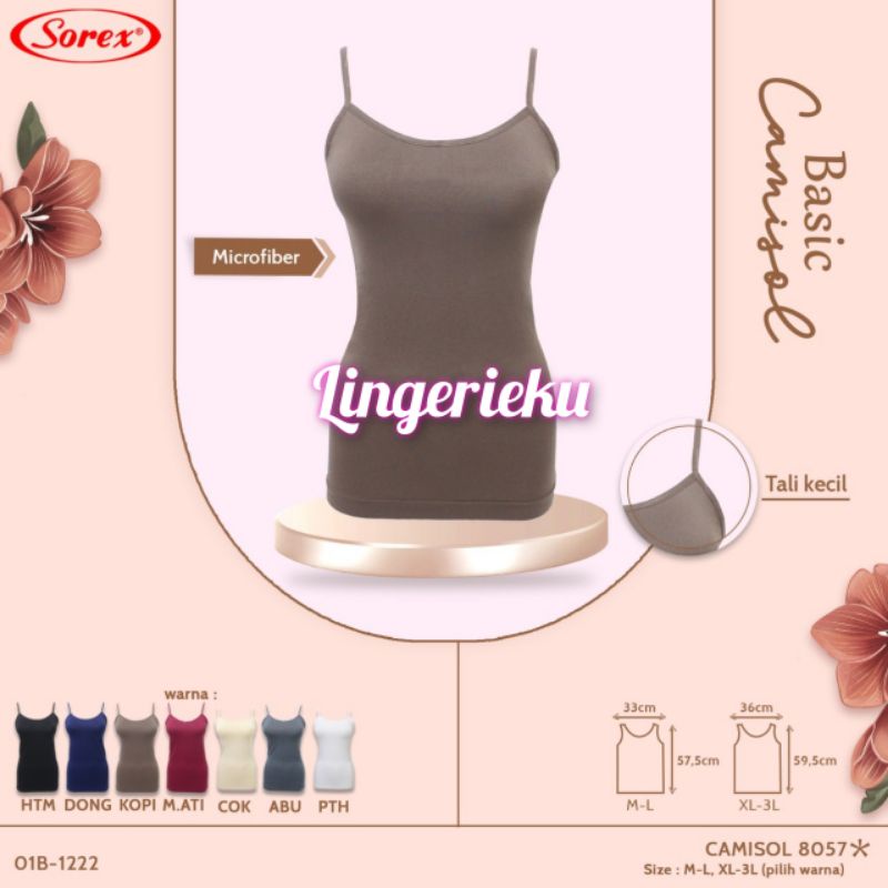 Sorex 8057 Tanktop Wanita Kamisol Tali Kecil Bahan Nilon Spandek