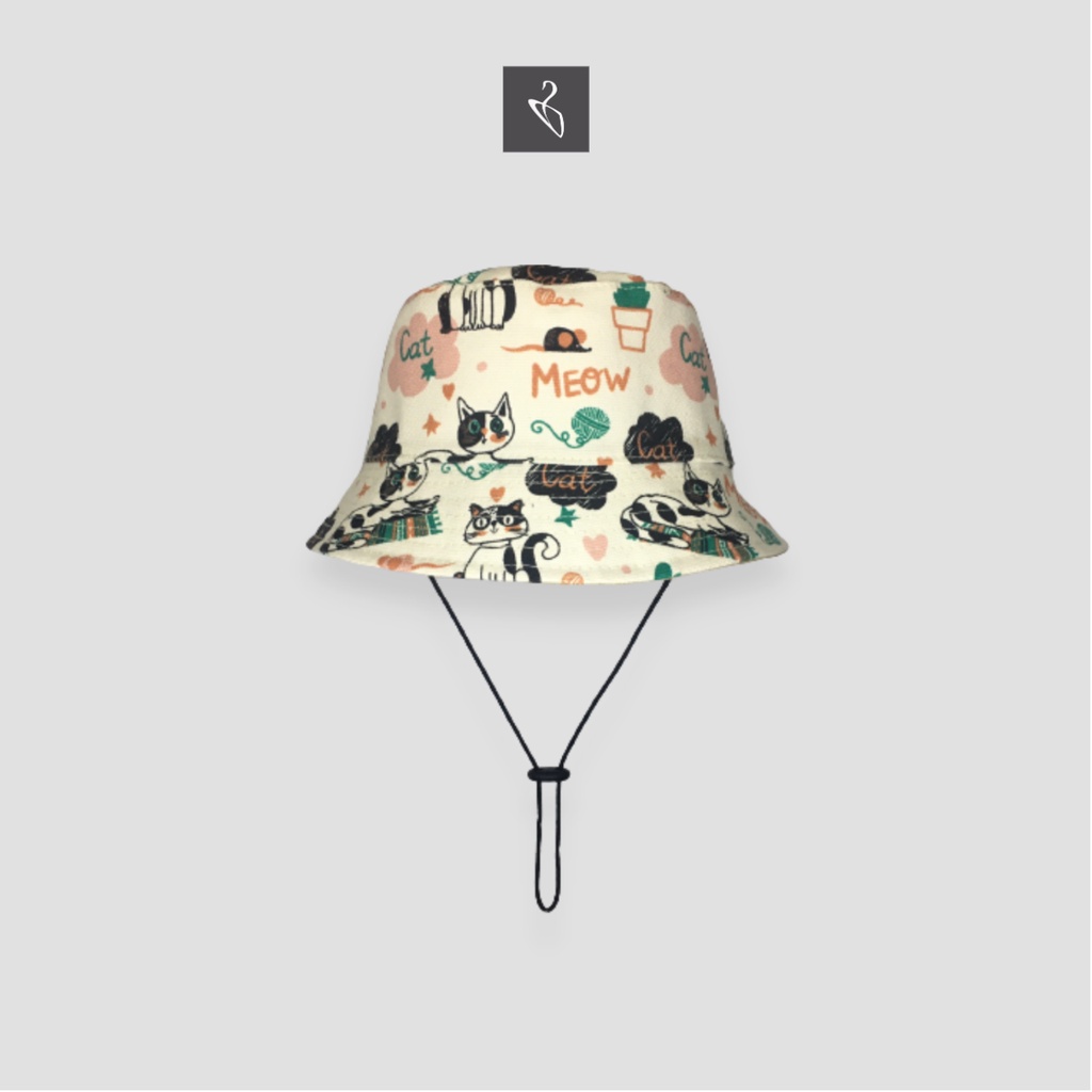 Topi Bucket Hat Anak Tali Motif Animal Hewan