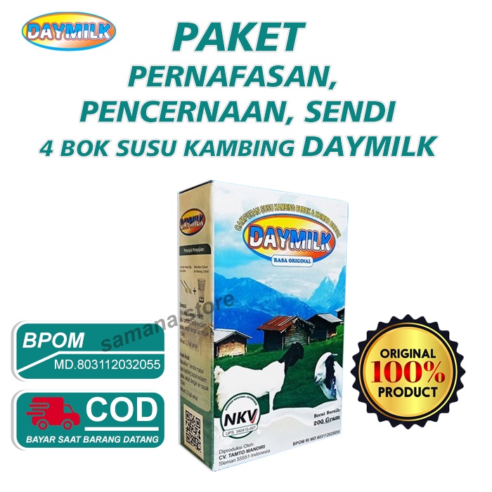 

Paket 4 Box Daymilk Rasa Original - Susu Kambing Etawa Premium Bubuk isi 200gr Halal BPOM