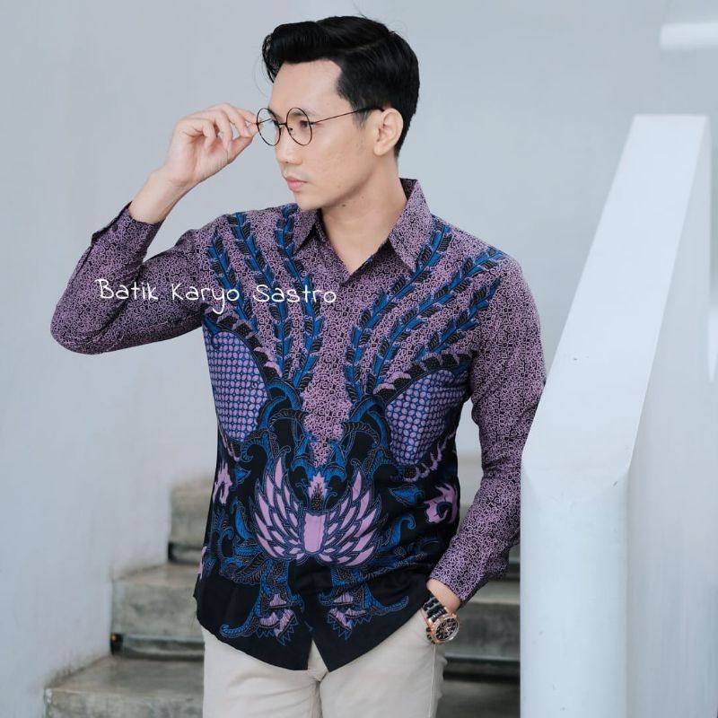 Atasan Kemeja Batik Pria Lengan Panjang Modern Slimfit Katun Lapis Furing