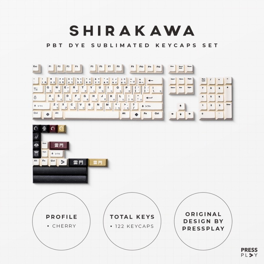 Press Play Shirakawa Japanese Root PBT Keycaps 122 Set Cherry Profile