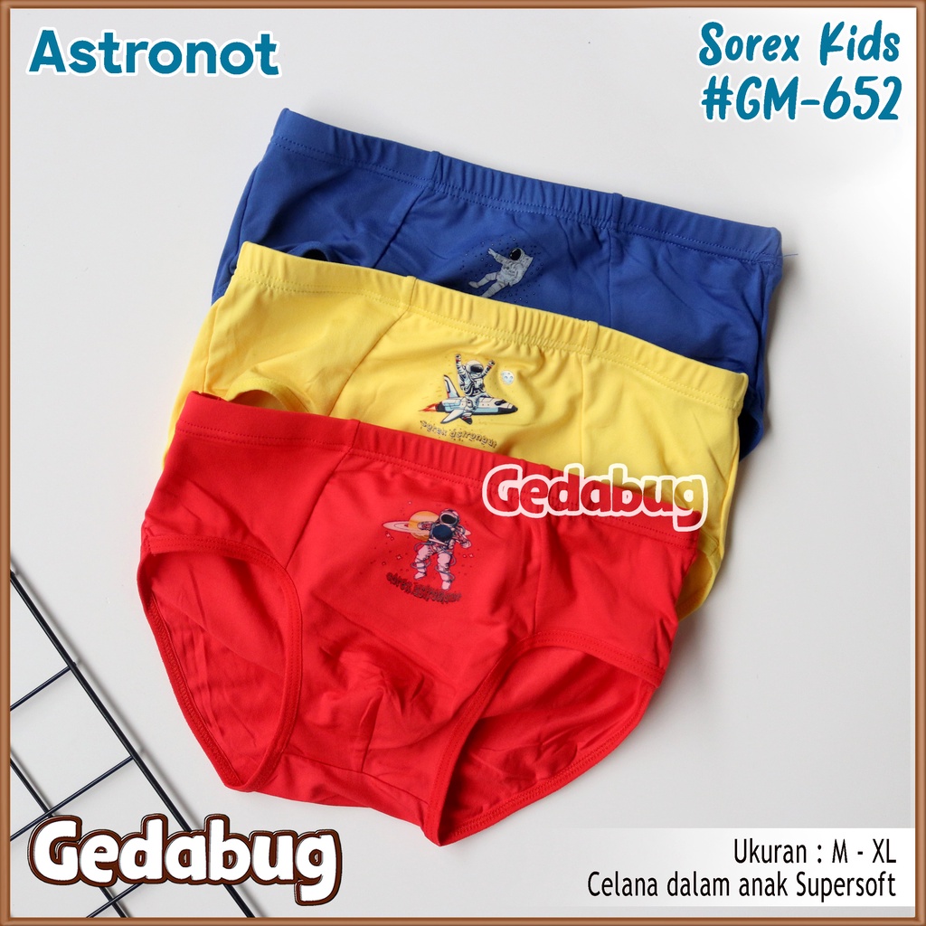 3 Pcs - CD Anak Sorex GM-652 Motif Astronot | Celana dalam anak motif Boy | Gedabug