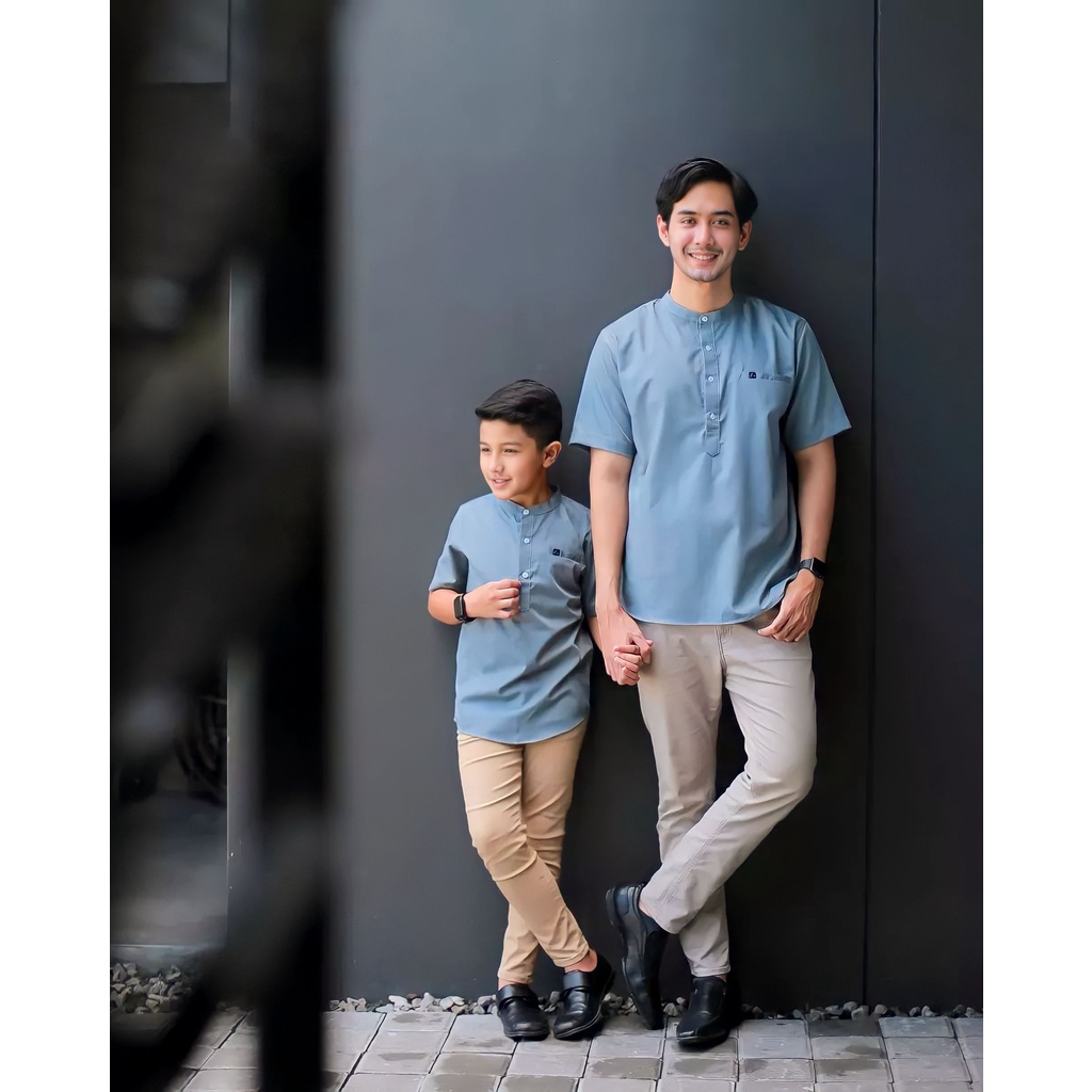 Baju Koko Kurta Pria Couple Ayah dan Anak laki laki Lengan 3/4