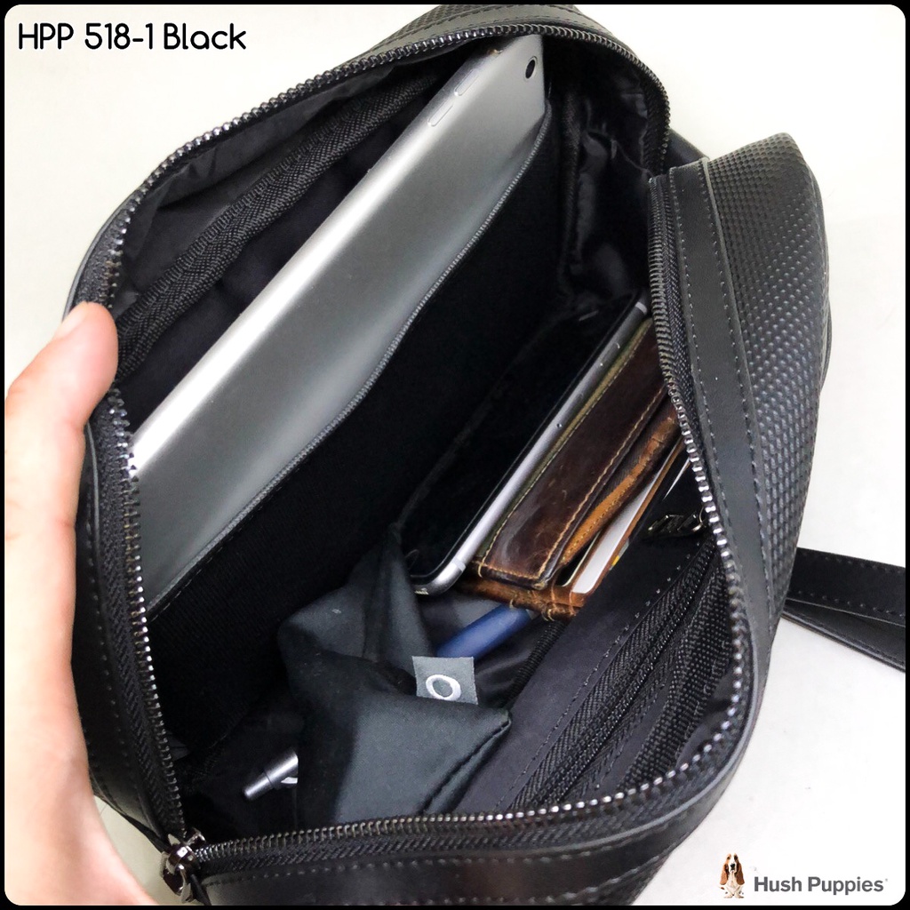 handbag pria hush puppies 518-1 black premium handbag murah handbag import handbag cowok