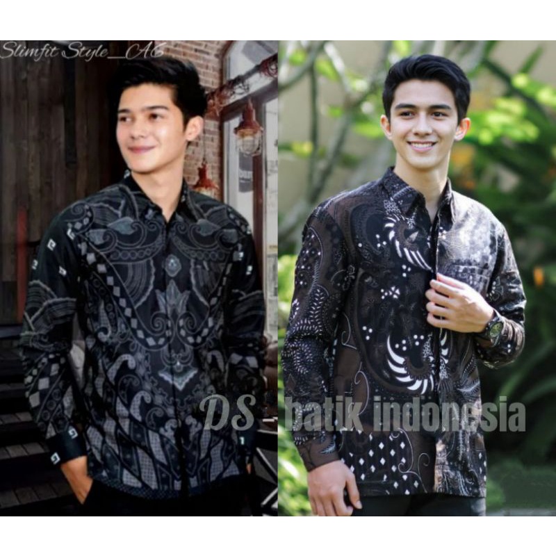 KEMEJA BATIK PRIA LENGAN PANJANG SIZE M L XL XXL BSWART  TERBARU