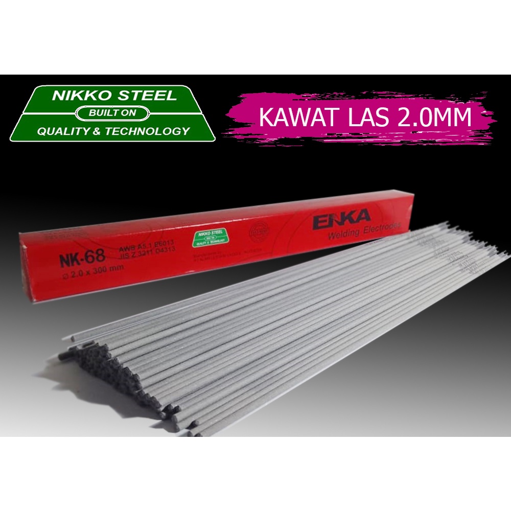 BY NIKKO STEEL Kawat Las type ENKA NK-68 2mm X 300mm Isi 1Kg - Dan NK-68 2.6 mm x 350 m TERMURAH