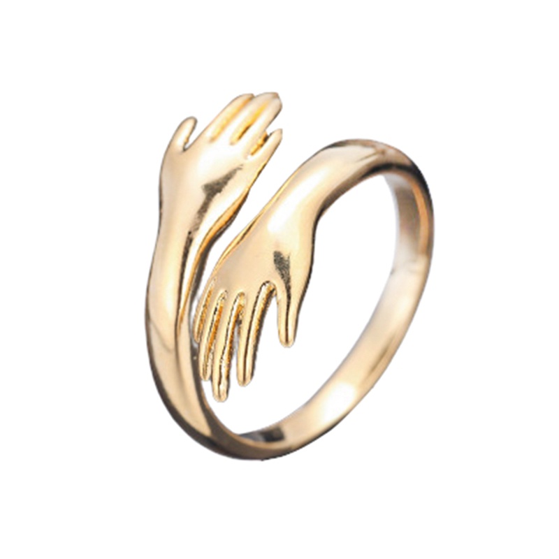 Baru Romantis Tangan Dengan Cinta Peluk Cincin Kreatif Adjustable Cinta Selamanya Terbuka Jari Tangan Cincin Untuk Wanita Pria Fashion Perhiasan Hadiah