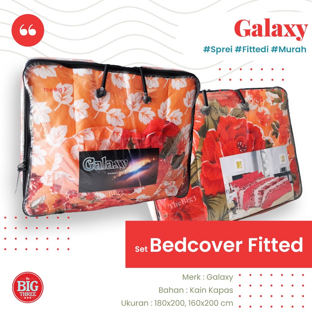 Galaxy Bedcover + Sprei 180x200 cm Motif Bunga Tanaman Abstrak Minimalis - King Bedcover TBT