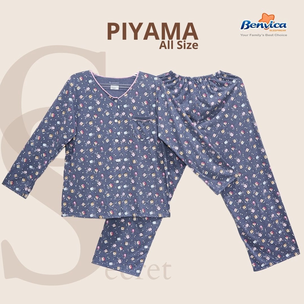 BAJU TIDUR PIYAMA KAOS LENGAN PANJANG DEWASA BANYAK MOTIF GINA SECREET