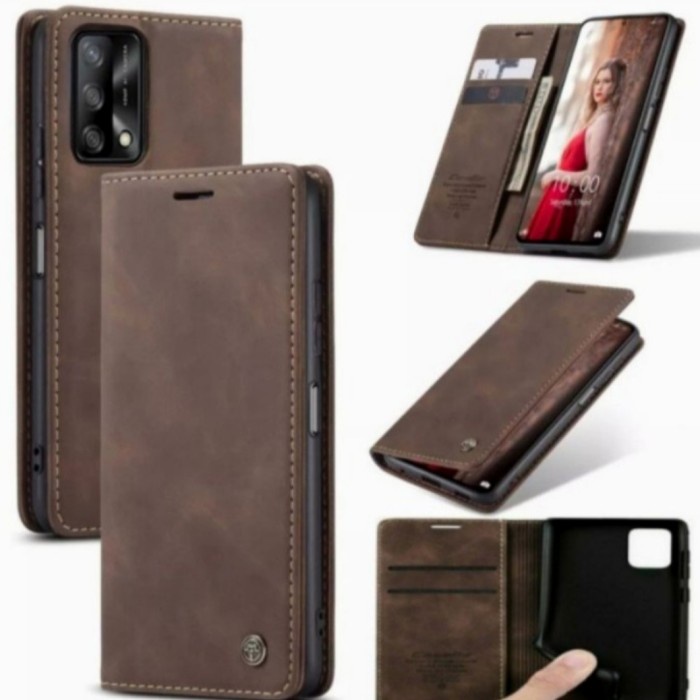 Oppo A95 4G  Flip Case Dompet Kulit Magnetik Mewah Slot kartu Berdiri